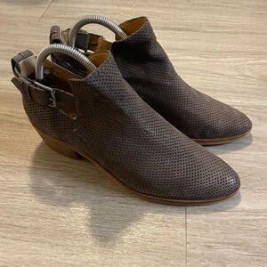 Dolce Vita kara brown perforated open side buckle ankle booties size 8.5
